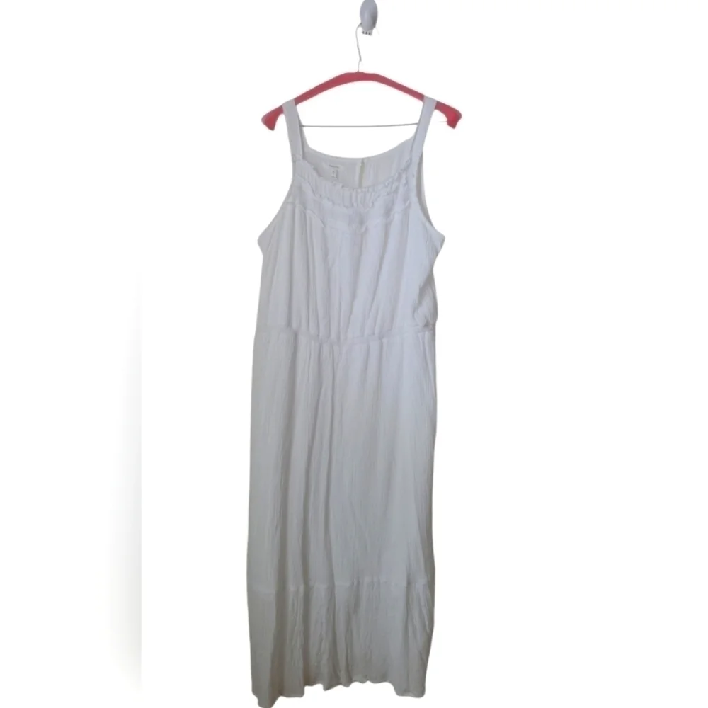 Maurices White Halter Neck  Flowy Crinkle Fabric Sleeveless Midi Dress XXL